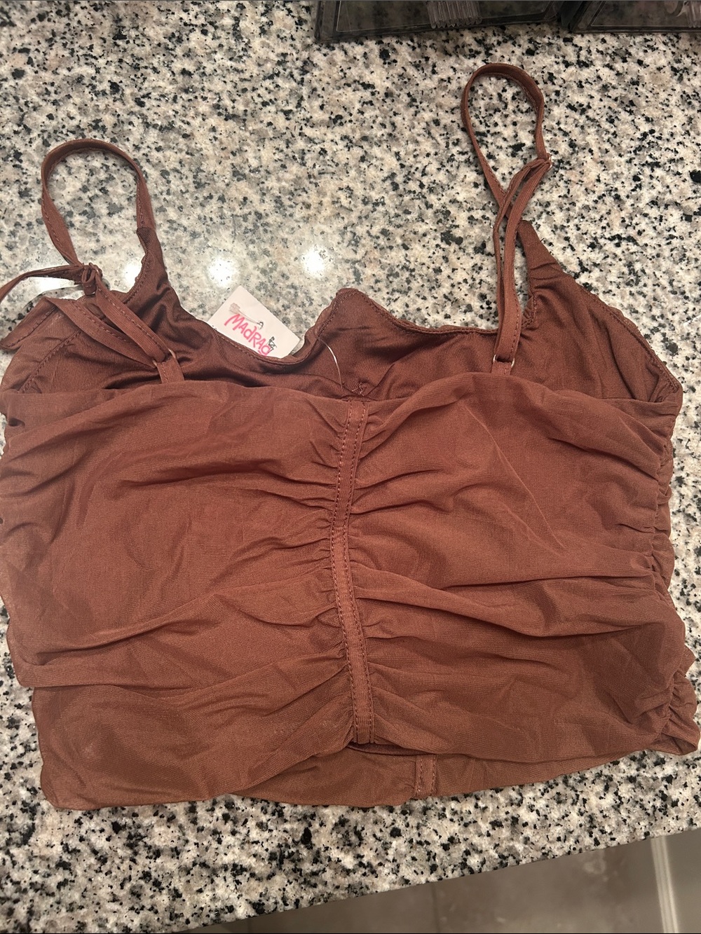 Free People Ruched Camisole in Brown NWT